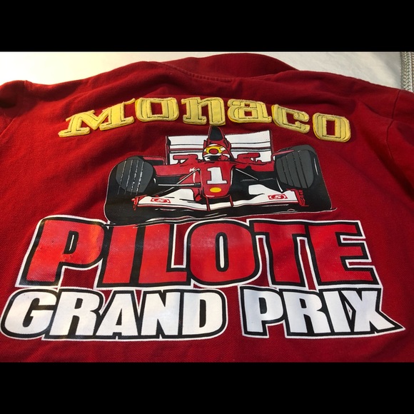 Vintage Monaco Grand Prix Motor Racing F1 Polo Red Size L - Picture 8 of 12